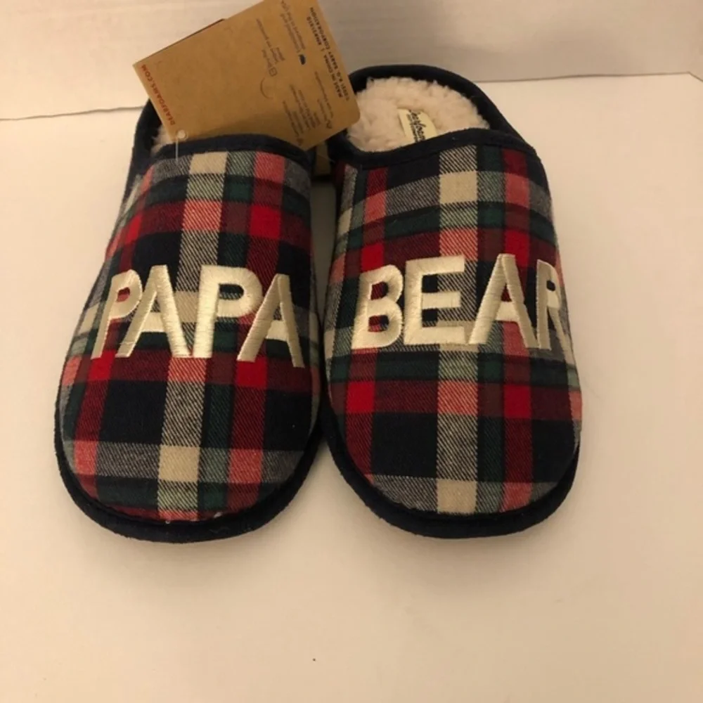 DearFoams Papa Slippers mens Size 7-8 Slip On Holiday Christmas Plaid‎